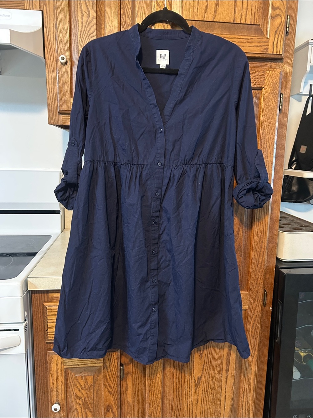 GAP Maternity Navy Button-Front Smock Tunic Dress